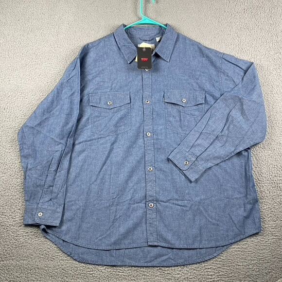 Levi's Strauss Silvertab Button Shirt Men's XL Blue Western Rodeo Cowboy New - Picture 1 of 11